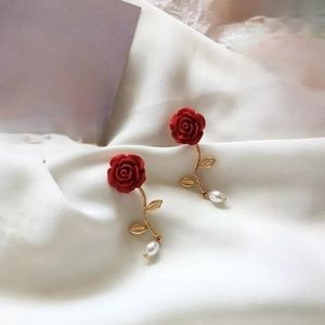 Red Rose Drop Earrings